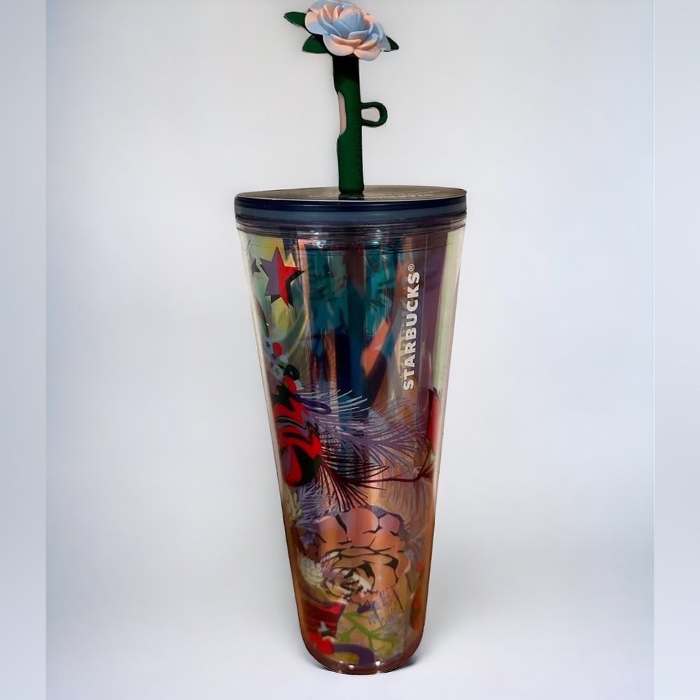 Starbucks 2023 Rose Silicone Straw Topper Venti Holiday Cold Cup Tumbler…